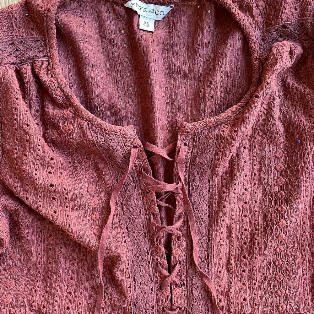 FRYE AND CO. Women's Long Sleeve boho rust Brick brown Dress - Picture 5 of 5